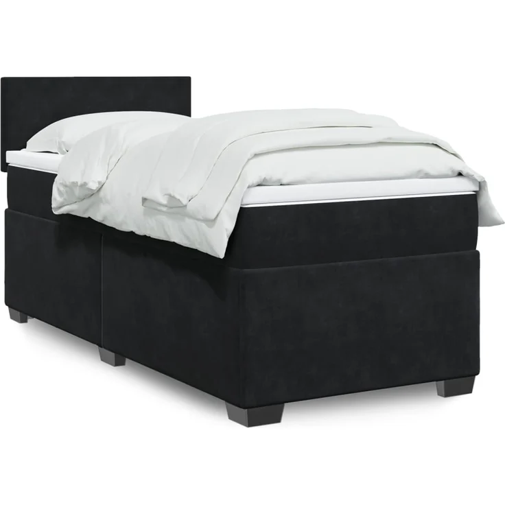 vidaXL Boxspringbett mit Matratze Schwarz 90x190 cm Samt 3288482 – Bild 1