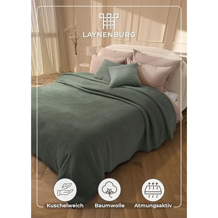 Wohndecke Wohndecke aus Baumwolle - Kuscheldecke, Baumwolldecke -, Laynenburg, Decke als Sofa-decke, Couchdecke, Wolldecke aus Baumwollmix – Bild 3