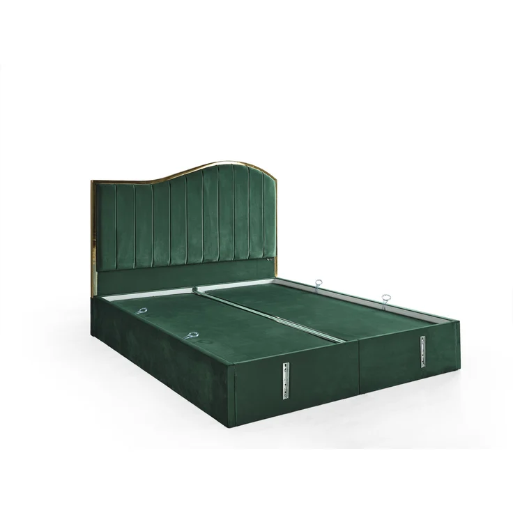 Schlafzimmer-Set "Alia" – Bett mit Bettkasten und Matratze , Bettbank, Nachttisch-Grün – Bild 9