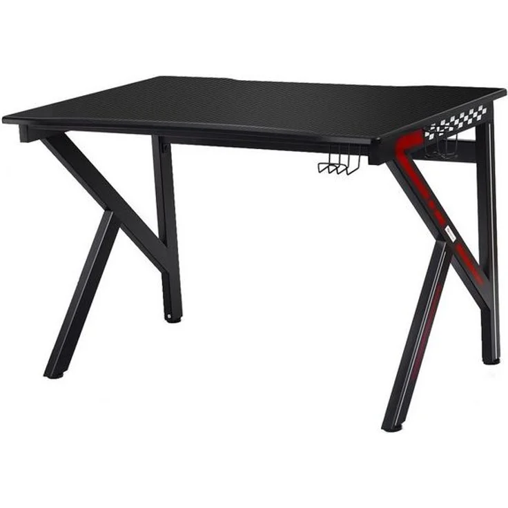 COSTWAY Gaming Tisch 115 cm, K-f?rmiger Gamingtisch mit Kopfh?rerhaken & Tassenhalter & Kabelmanagement, ergonomischer Computertisch mit verstellbaren Fü?en, Schreibtisch PC Tisch für E-Sport, Stahl – Bild 4