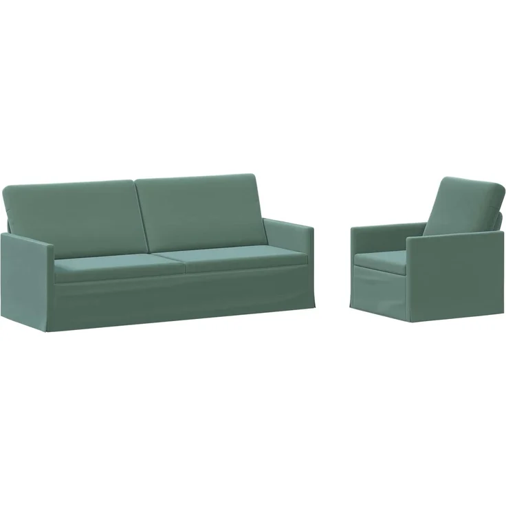 vidaXL Sofa-Set 2 pcs Meergrün Samt (V) 3433227 – Bild 1