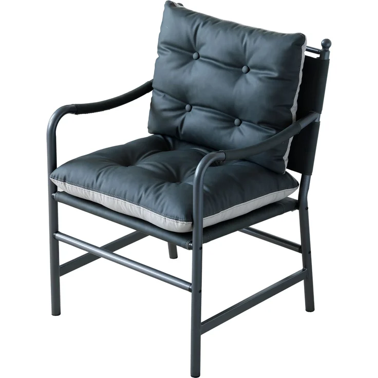 Sessel H 90 x T 60 x B 62 cm, schwarzes PU-Leder, Metallrahmen, 1 St. – Bild 6