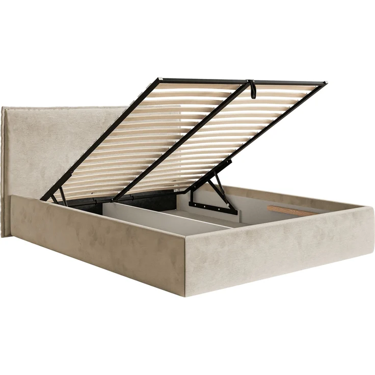 Selsey 'Softie Slim' Polsterbett 180×200 mit Bettkasten und Lattenrost, Velours, beige – Bild 4
