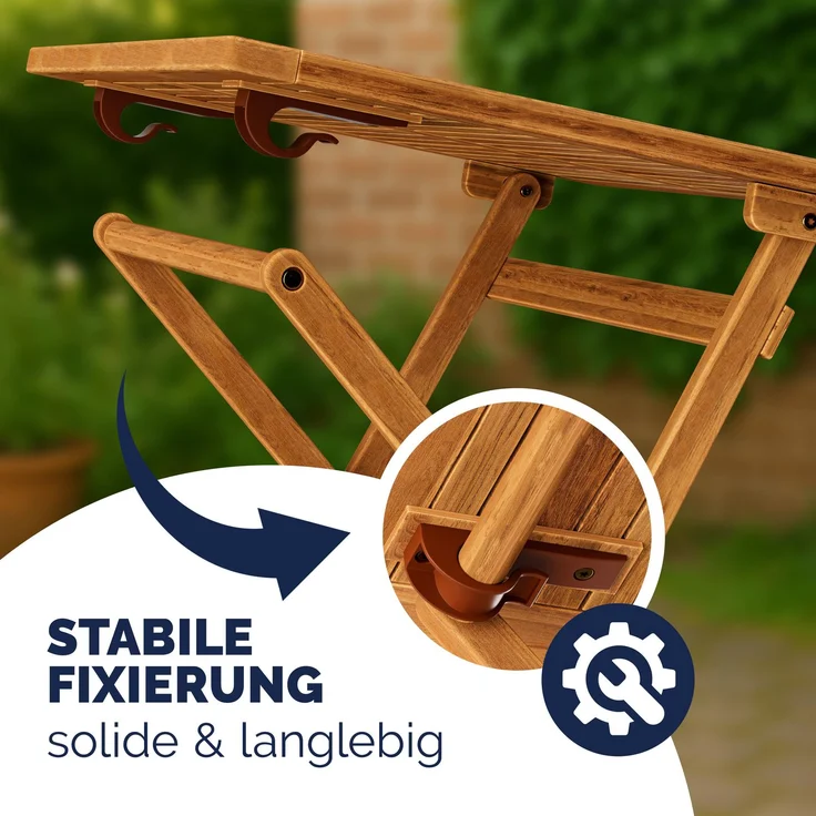 Casaria Klapptisch, klappbar, 80kg belastbar, Akazienholz natur, 70 x 70 x 73 cm – Bild 5