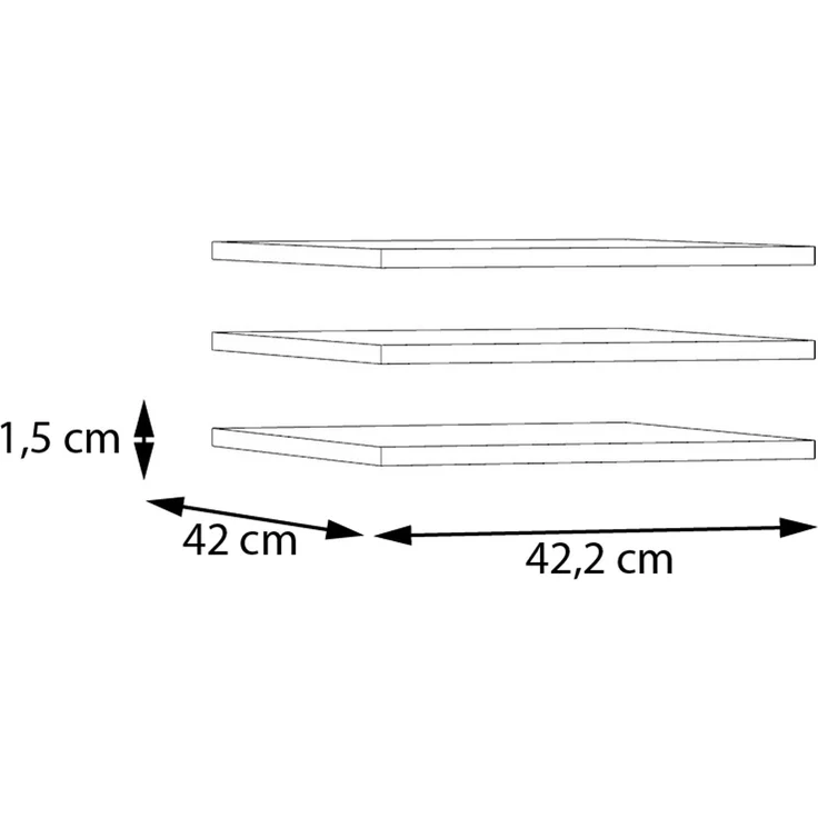 Forte Einlegeböden 3-er Set 40 50, Zubehör für Kleiderschränke, Holzwerkstoff, Grau Textilnachbildung, 42,2 cm breit x 42 cm hoch x 1,5 cm tief – Bild 3
