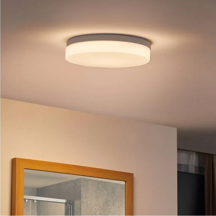 Prios Deckenleuchten Wynion, LED, Kunststoff Weiß Farbwechsel warmweiß / tageslicht IP64, 1 x 18 W LED, Farbwechsel warmweiß / tageslicht – Bild 1