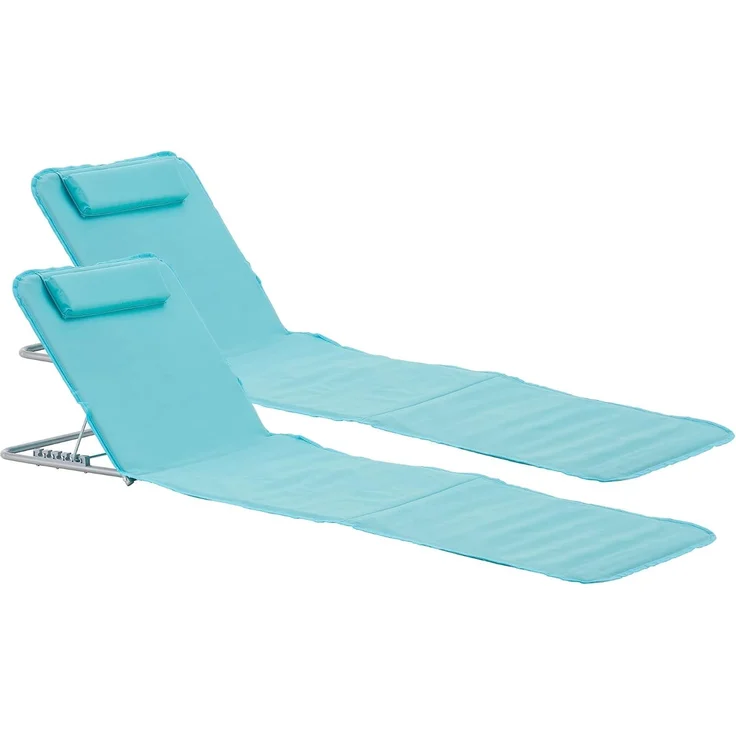 en. casa 'Cellorigo' Strandmatte, 2er Set, Stahl Grau, Polyester Türkis, 160x49 cm – Bild 1