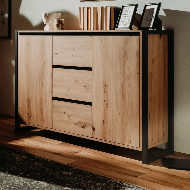 Kommode Malta in Artisan Eiche und Anthrazit 120 x 88 cm – Bild 1