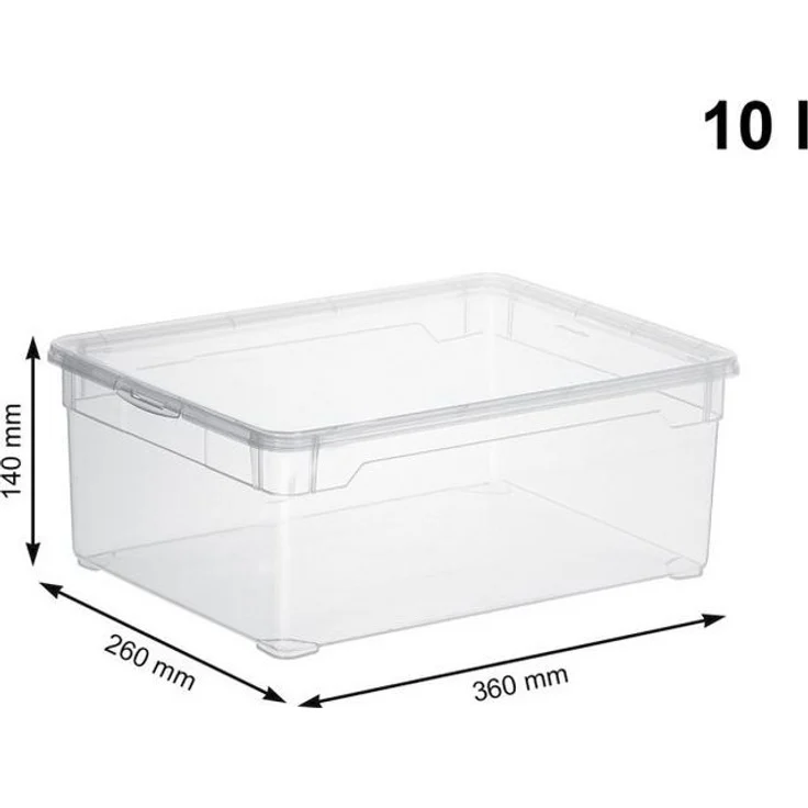 Rotho 3er-Set Aufbewahrungsbox CLEAR mit Deckel 10 L transparent 36x26x14 cm – Bild 1