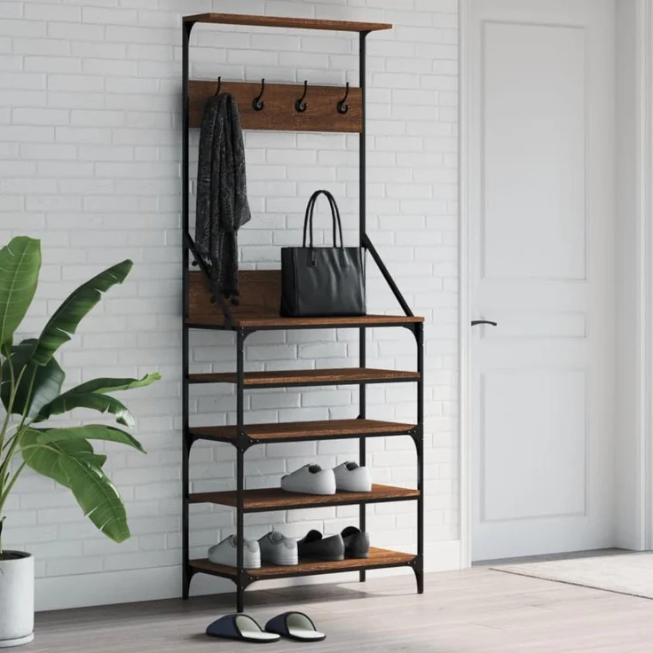 vidaXL Kleiderständer mit Schuhablage Braun Eiche-Optik 70x34x184 cm 837876 – Bild 1