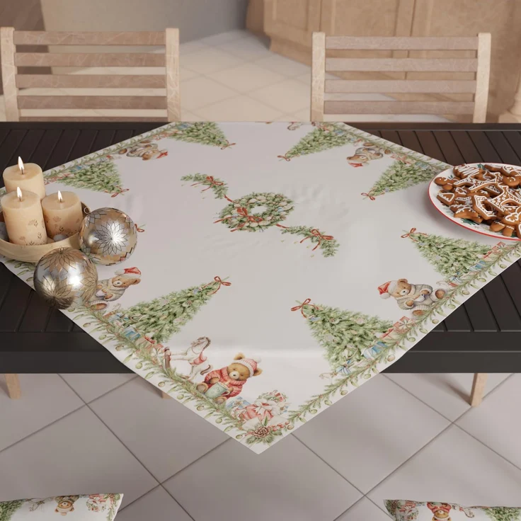 PETTI Artigiani Italiani – Weihnachts-Tafelaufsatz für den Küchentisch, Tischläufer 90x90 cm, Weihnachtsbären-Tafelaufsatz, 100 % Made in Italy