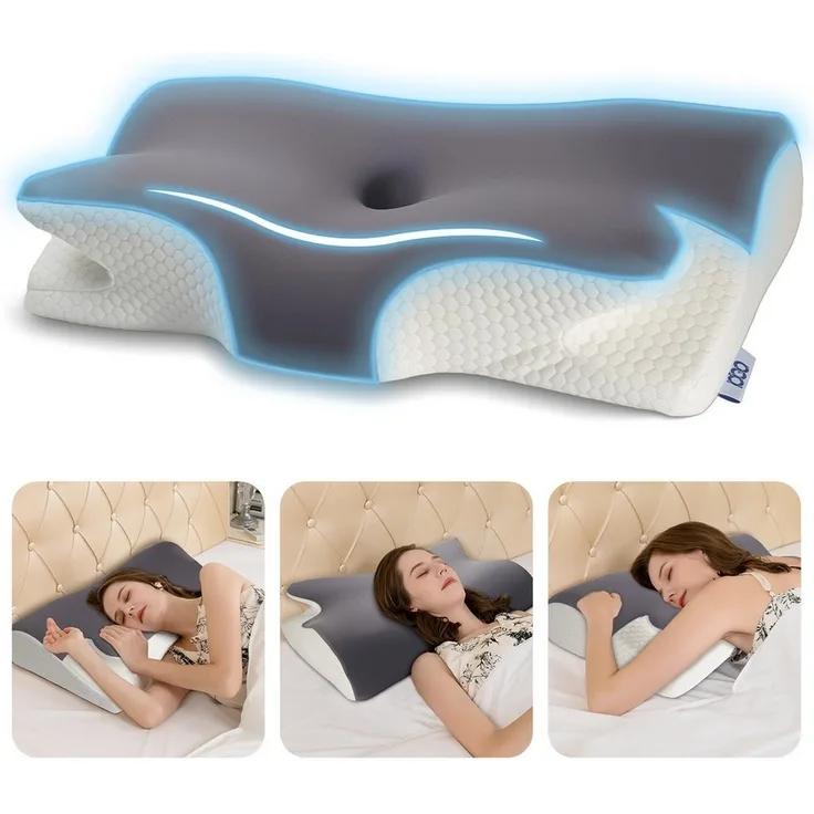 Esun Nackenstützkissen Nackenstützkissen, Kopfkissen Memory Foam, Kissen Seitenschläferkissen, Füllung: Memory Foam, Seitenschlafer, Rückenschlafer, Bauchschlafer, Set, Kissen vom OEKO-TEX® und CertiPUR Getestet, für Seiten Rücken & Bauchschläfer, Nack...