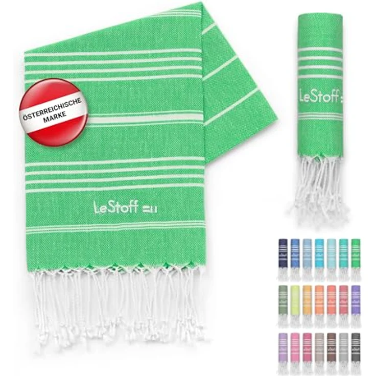 LeStoff Premium Hamamtuch 50 x 100 cm – 100% Bio-Baumwolle, Vorgewaschen, Leicht, Kompakt, Saugstark & Schnelltrocknend, Handtuch für Bad, Sport, Reise, Camping (Grass) – Bild 1