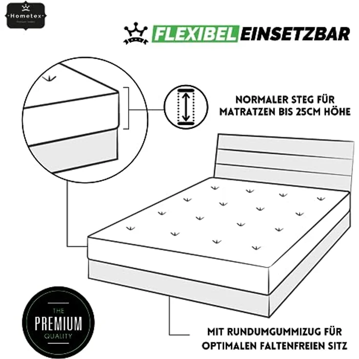 Hometex Premium Textiles Spannbettlaken Premium Boxspringbett Spannbetttuch ideal für Wasserbett und Matratzen, Jersey, Gummizug: Rundumgummizug, Spannbettlaken Premium Qualität 190 g/m², Gekämmte Baumwolle – Bild 5