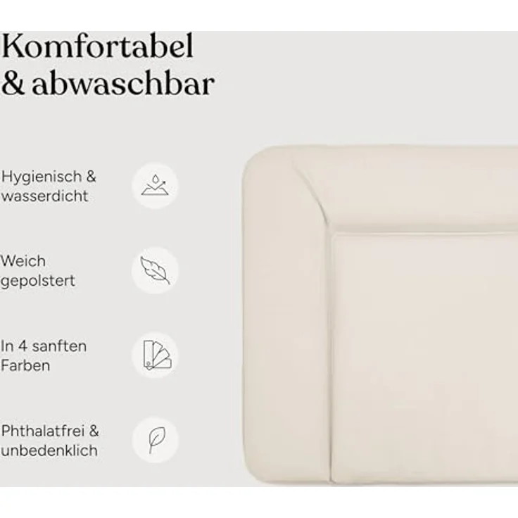 Ehrenkind® Abwaschbare Wickelauflage in Beige - Hygienisch, Sicher und Vielseitig | Wickelauflage 72x85 | Wickelunterlage | Wickeltischauflage abwaschbar – Bild 3