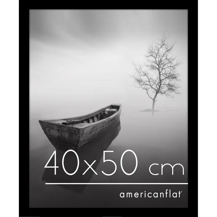Americanflat Bilderrahmen 40x50 cm aus MDF-Holz mit bruchsicherem Plexi-Scheibe - Bilderrahmen 50x40 cm mit integrierter Aufhängung - für vertikale oder horizontale Wandmontage - Schwarz