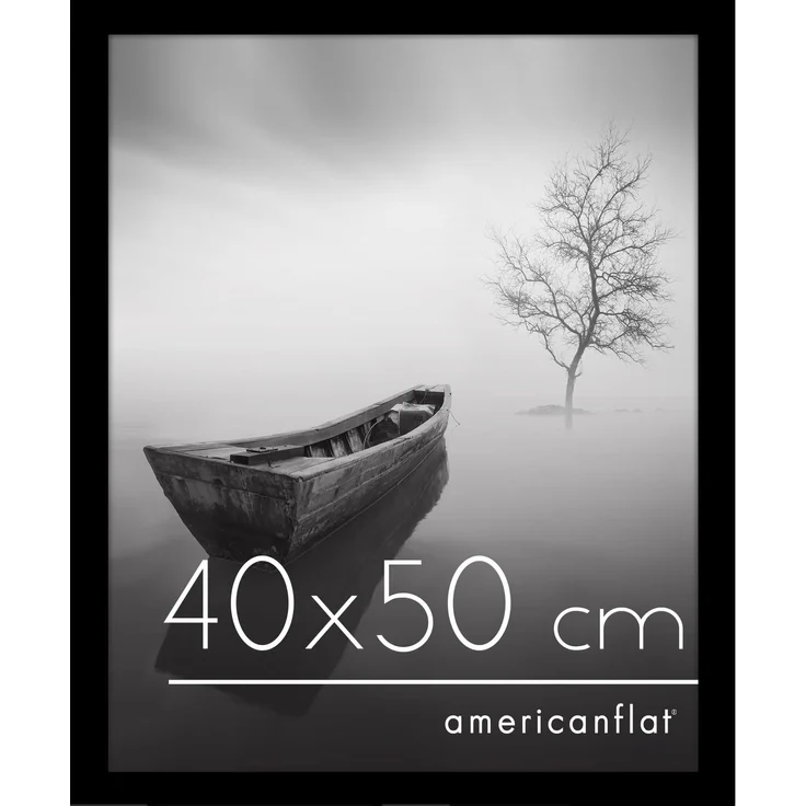 Americanflat Bilderrahmen 40x50 cm aus MDF-Holz mit bruchsicherem Plexi-Scheibe - Bilderrahmen 50x40 cm mit integrierter Aufhängung - für vertikale oder horizontale Wandmontage - Schwarz