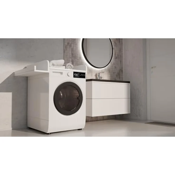 regalik Wickelaufsatz für Waschmaschine – Wickelauflage 60x70 cm – Laminierte Holzplatte – Weiß – 82 x 72 x 10 cm – Sicherer & Platzsparender Wickeltischaufsatz – Bild 6