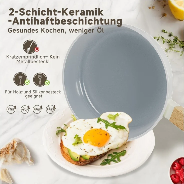 Scheffler Pfannen-Set Pfanne Ø20/24/28 cm Bratpfanne Antihaftbeschichtung Pfanne Induktion, Aluminium (Pfannenset, 3-tlg), Indukion – Bild 3