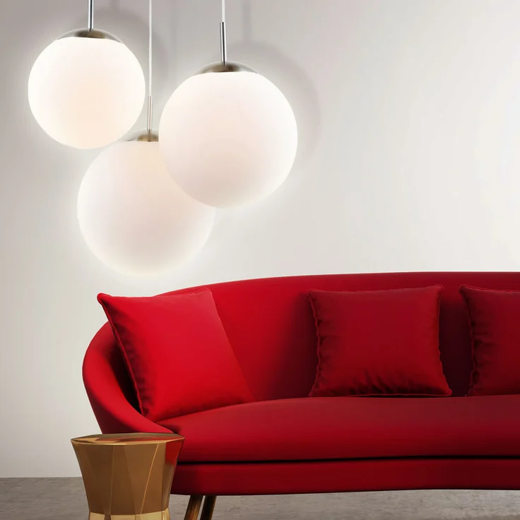 Hängeleuchte, 3 Flammig, Kugeln, Glas satiniert, D 51,5 cm – Bild 10