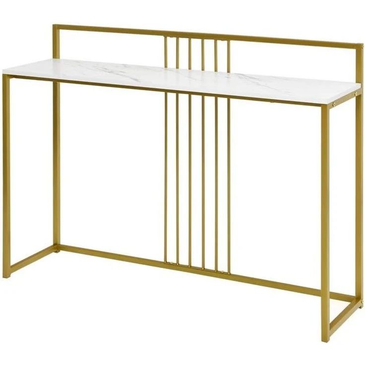 COSTWAY Konsolentisch, Marmoroptik, goldfarbenes Metallgestell, 120cm – Bild 4