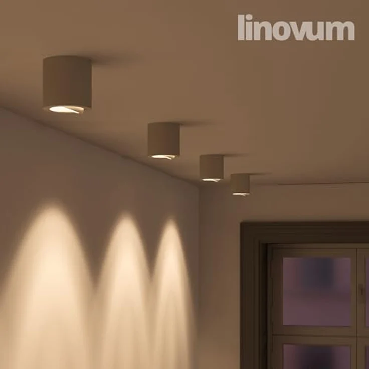 linovum LED Aufbaustrahler 4 x runde Aufbauleuchten CORI in matt weiss & schwenkbar, Leuchtmittel nicht inklusive – Bild 3