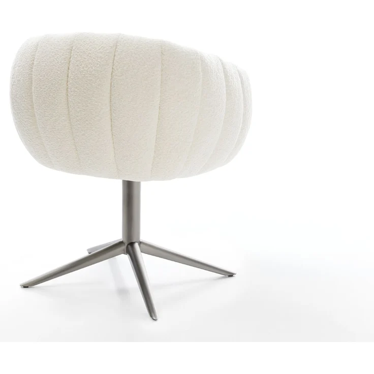 Drehstuhl Jada-Flex Bouclé Weiß Fußkreuz Graphit 360° drehbar Wippfunktion Taschenfederkern – Bild 5