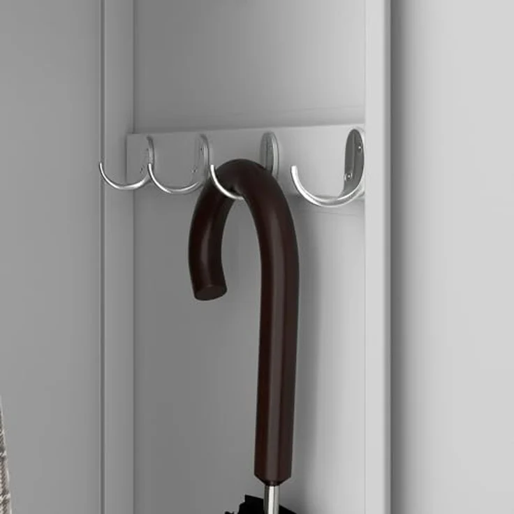 Jan Nowak Spind Schrank, Kleiderschrank, Metallschrank, Schließfachschrank | 2 Abteile mit Kleiderstange, Lüftungsschlitze, Trennwände, 4 Kleiderhaken pro Abteil | 180 x 60 x 50 cm, Grau – Bild 3