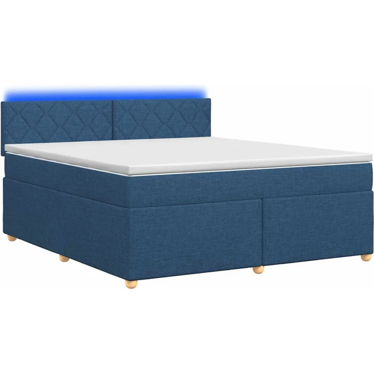 vidaXL Boxspringbett mit Matratze mit Kopfteil Blau 140 x 190 cm Stoff 3452428 – Bild 2