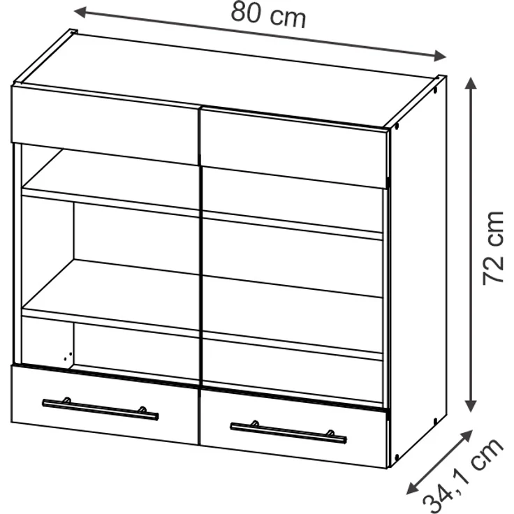 Küchenglasschrank Fame-Line Dunkelblau Hochglanz 80 cm Vicco – Bild 3