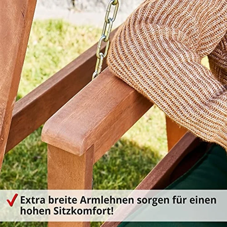 Hecht Hollywoodschaukel Baharu Lux, 4-Sitzer, Sonnendach und Polster, Merantiholz, 300kg, 235x120x178cm (B x T x H) – Bild 4