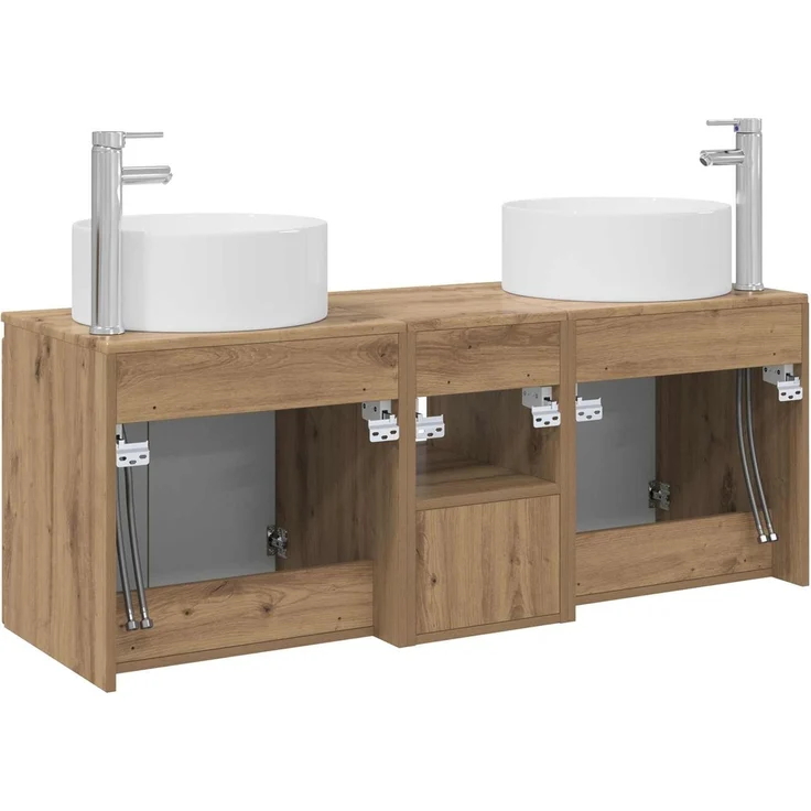 vidaXL Badezimmerschrank-Set 3 stk. Artisan-Eiche 129 x 44,5 x 80 cm 3405746 – Bild 8