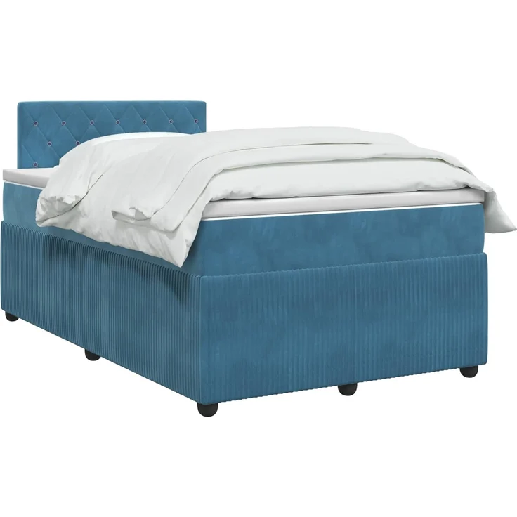 vidaXL Boxspringbett mit Matratze Dunkelblau 120 x 200 cm Samt 3451653 – Bild 3