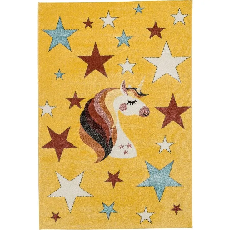 Kinderteppich 'Einhorn' gelb 80x150