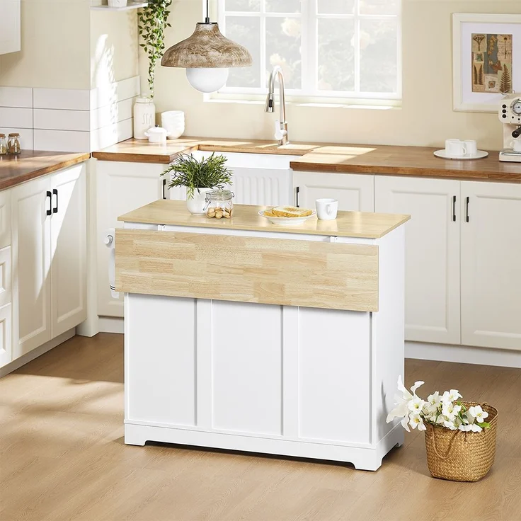 SoBuy FKW129-WN Kücheninsel, MDF, Melamin, Weiß, 107 x 91 x 46 cm – Bild 6