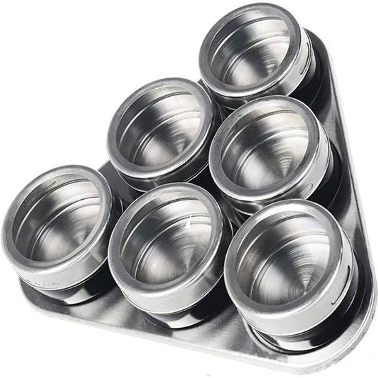 7tlg Edelstahl Metallic Gewürzdosenset Gewürzregal Salz Pfeffer Küche Gewürz Behälter Schwarz