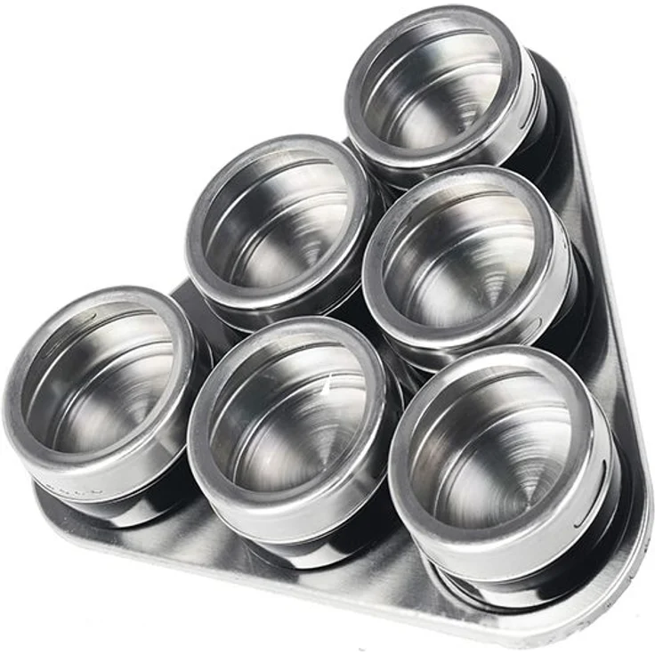 7tlg Edelstahl Metallic Gewürzdosenset Gewürzregal Salz Pfeffer Küche Gewürz Behälter Schwarz – Bild 1
