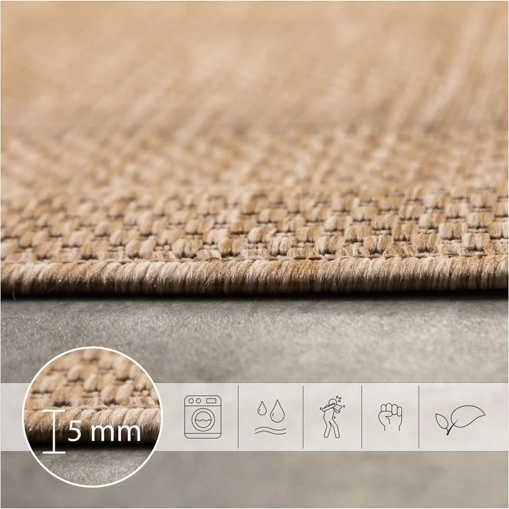 SIMPEX24 Outdoorteppich Unicolor - Einfarbig, Läufer, Höhe: 5 mm, Teppich Wetterfest Balkon Küchenteppich Flachgewebe Sisaloptik – Bild 2