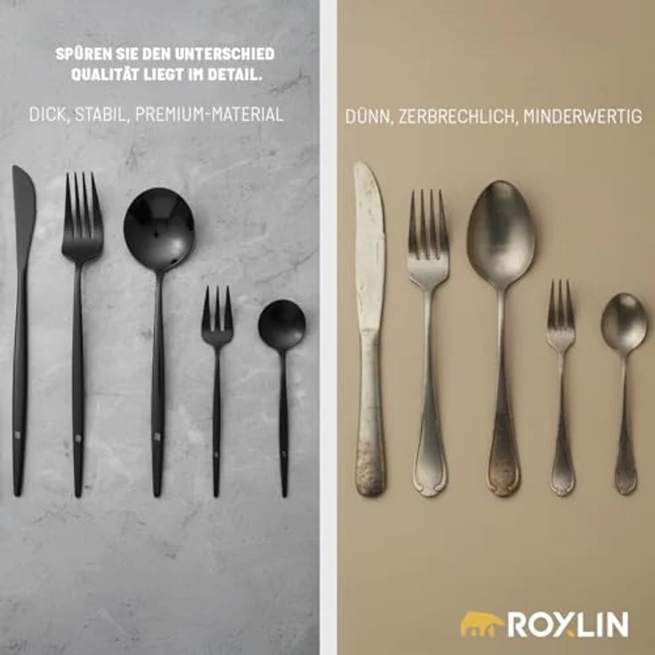 Roxlin Besteck-Set 30-teiliges Edelstahl-Besteckset modern & elegant 4 Farbe – Bild 7