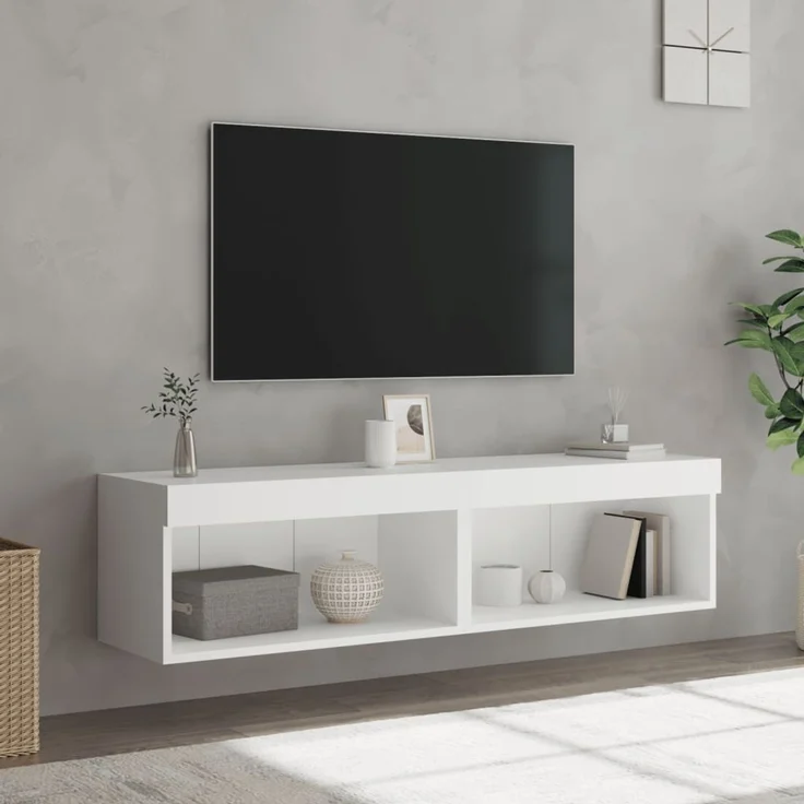 2 pcs TV-Schrank, Lowboard mit LED-Leuchten Weiß 60x30x30 cm – Bild 5