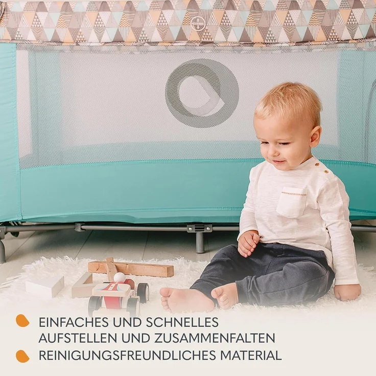 Lionelo Stefi Baby Kinderbett, Reisebett ab Geburt bis 15 kg, Seiteneingang, Sicherungssystem LockGuard, Blockade der Räder, Tragetasche, zusammenklappbar – Bild 6