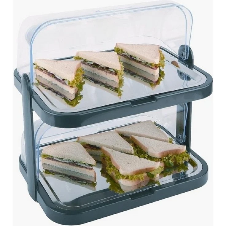APS Buffet-Vitrine Doppeldecker, Edelstahl, Kunststoff, 2-stufig, inkl. 4 Kühlakkus – Bild 2
