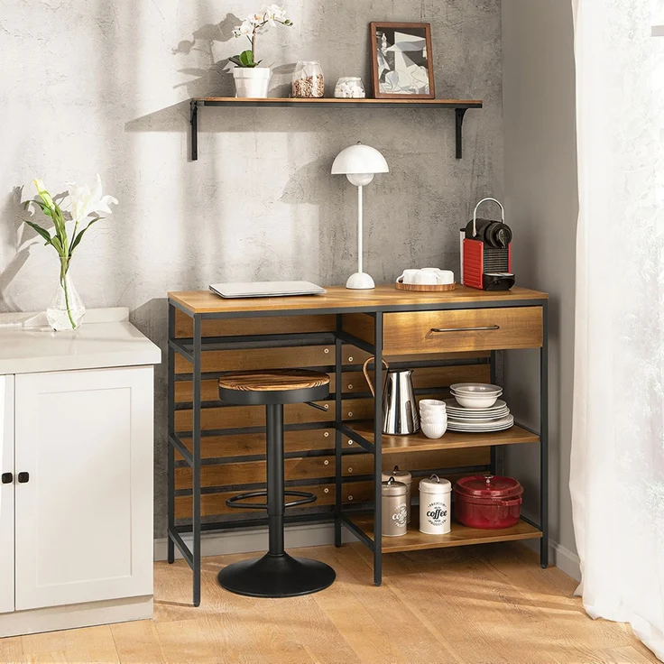 SoBuy FSB71-PF Kücheninsel, Spanplatte, Melamin, Braun, 120 x 90 x 45 cm – Bild 2