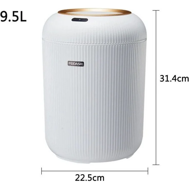 POPOLIC Mülleimer Intelligenter Sensor-Mülleimer, Haushaltsmülleimer, 9.5L, weiß, geeignet für Küche, Badezimmer, Wohnzimmer und Schlafzimmer