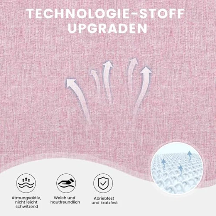 GTPLAYER Gaming Stuhl Stoff, Gaming Sessel mit Taschenfederkissen, ergonomischer Drehstuhl, Gamer Stuhl mit Fußstütze150 kg Belastbarkeit, pink-weiß – Bild 6