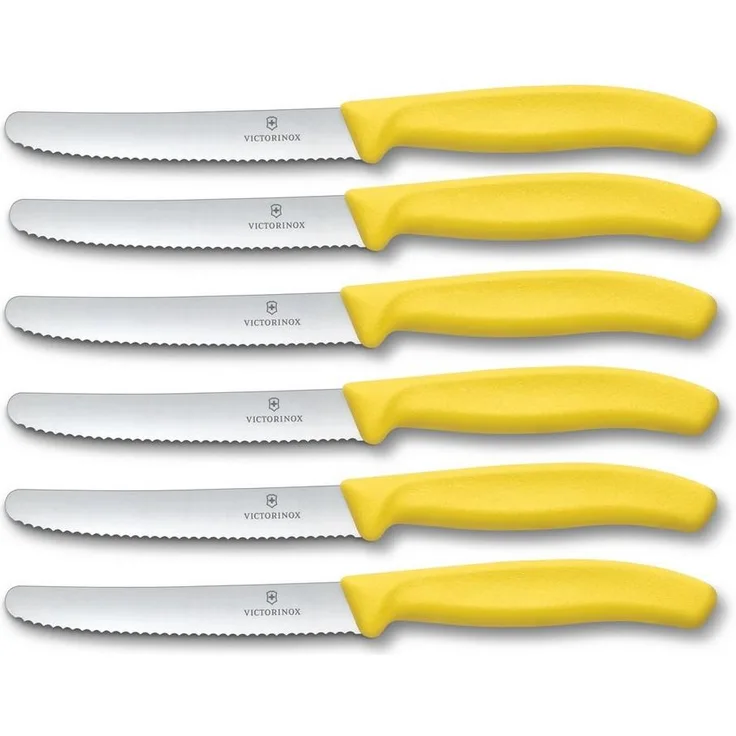 Victorinox | Tafelmesser Set | 6-teilig | Swiss Classic Serie | gelbe Griffe | langlebig & spülmaschinenfest | ideal für präzises Schneiden im Alltag