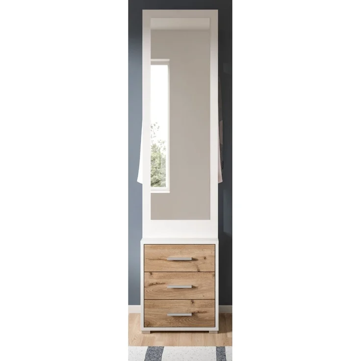 Kompaktgarderobe Pallas in weiß und Eiche 45 x 190 cm – Bild 2