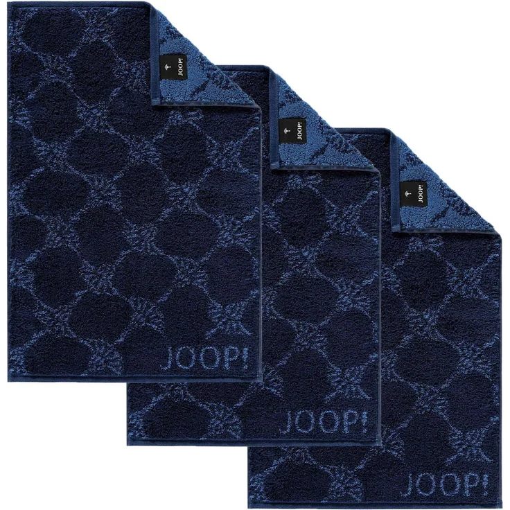 JOOP! Gästetuch Classic Frottierkollektion, 3er Pack - Walkfrottier Blau Cornflower 30x50cm – Bild 1