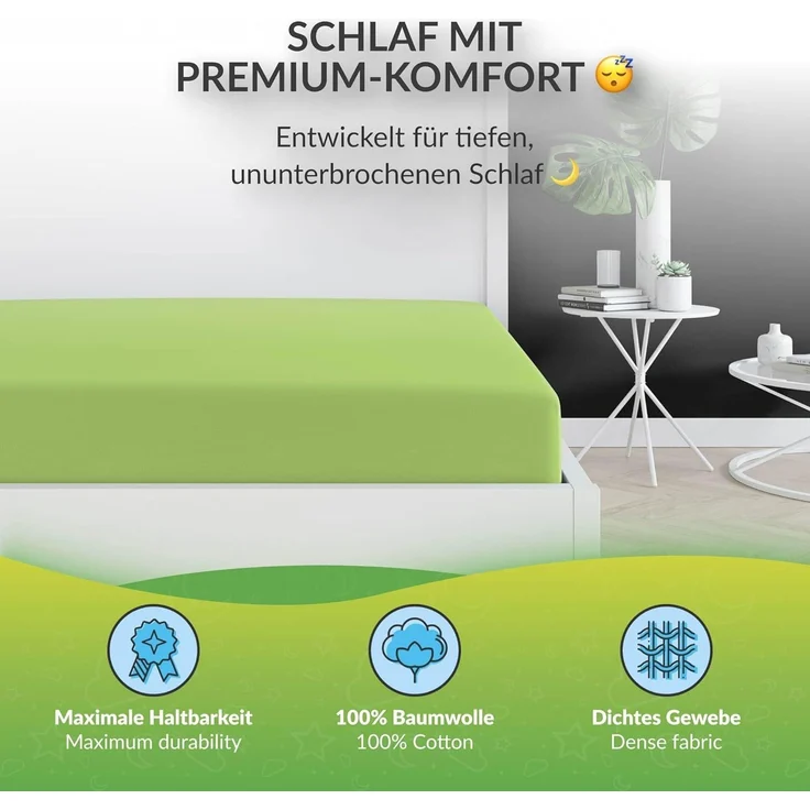 etérea Comfort Jersey Spannbettlaken Jade 90x200 cm - 100x200 cm – Bild 2