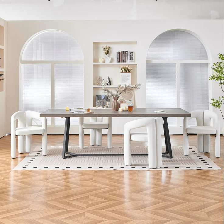 Esszimmerstuhl 4er-Set 62×52×75 cm in Beige mit Samtbezug und Armlehnen – Bild 2